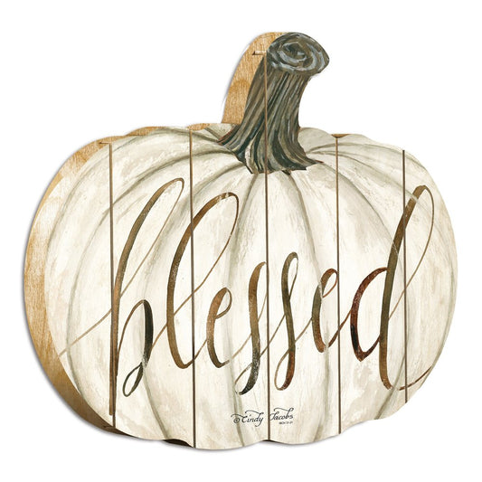 15" X 17" Brown And Ivory Pumpkin Wood Plank Hanging Wall Decor