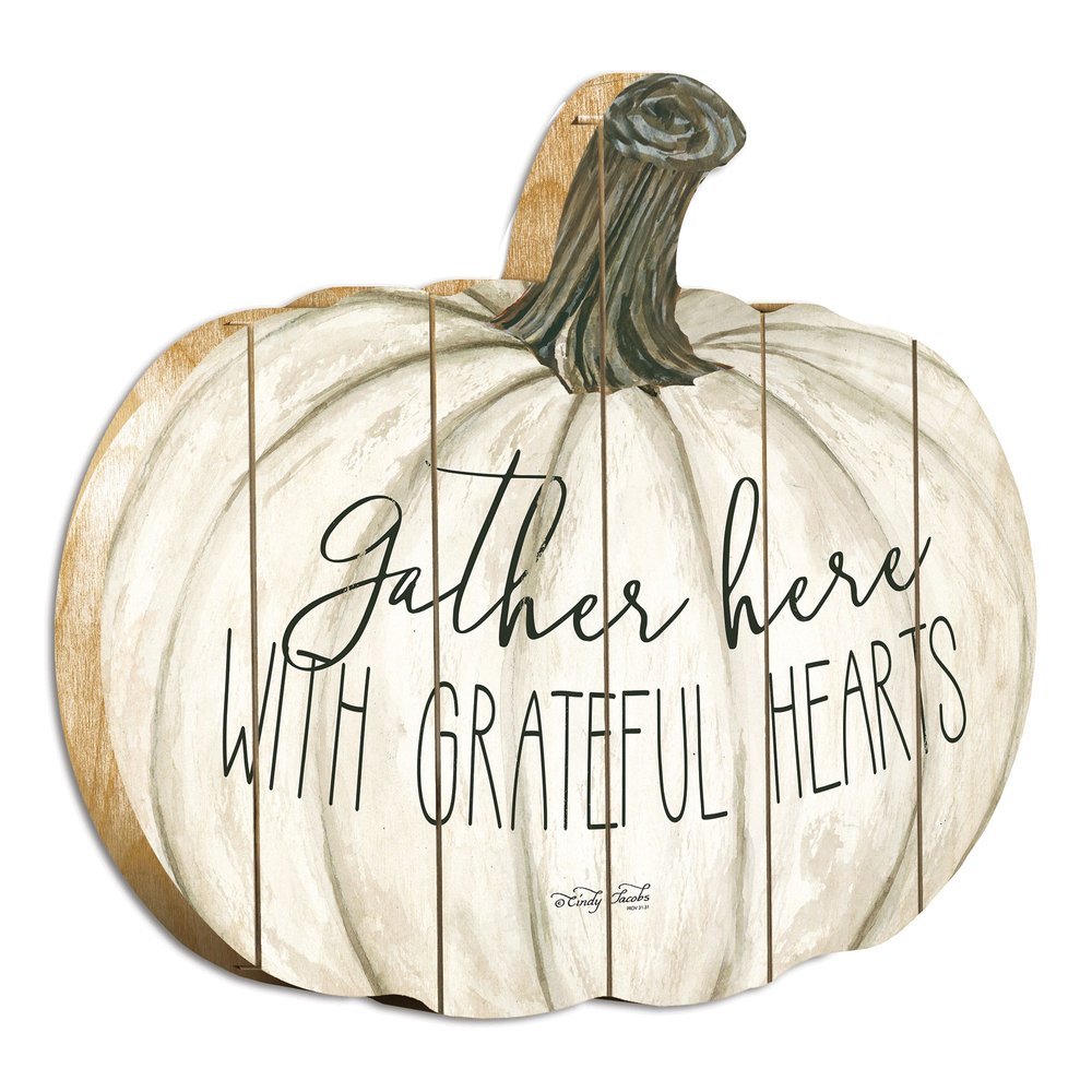 Gather Here With Grateful Hearts 15" X 17" Cream Hanging Dimensional Sculpture — view 1