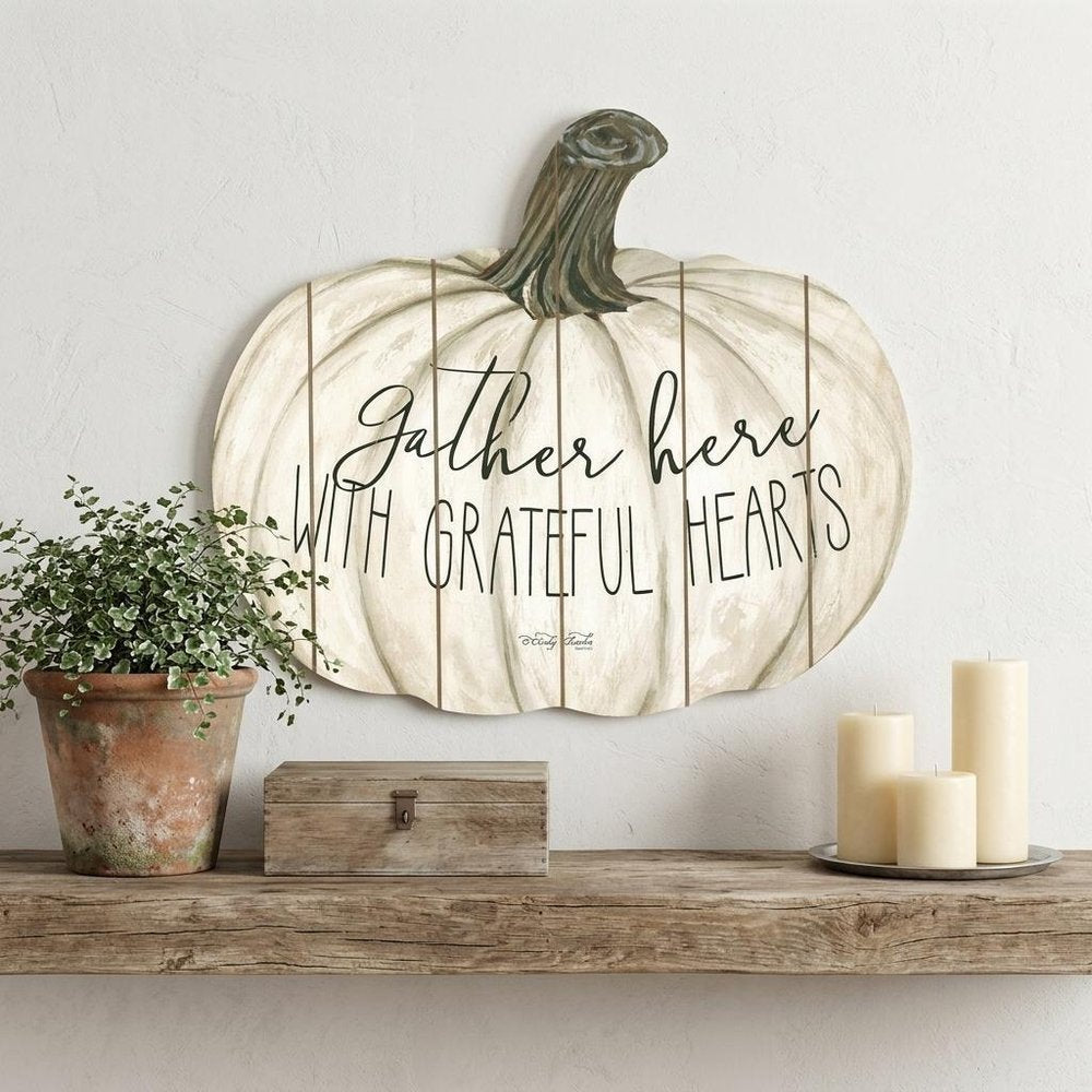 Gather Here With Grateful Hearts 15" X 17" Cream Hanging Dimensional Sculpture — view 4