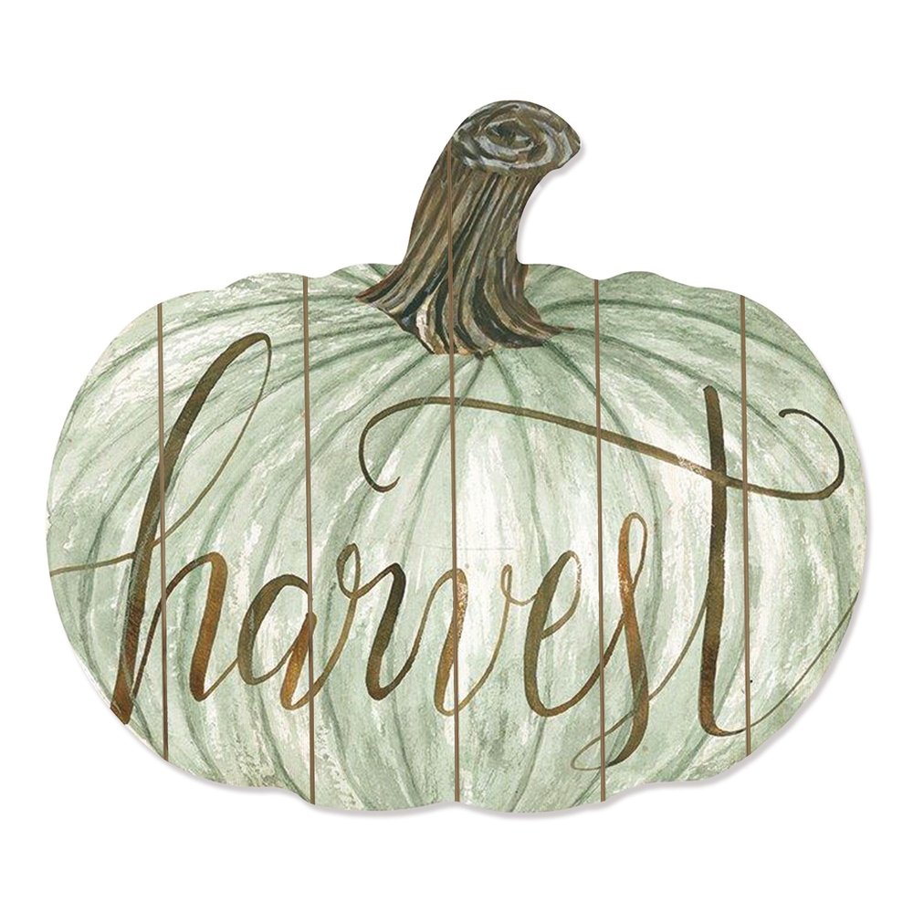 15" X 17" Brown And Green Wood Harvest Pumpkin Hanging Dimensional Sculpture