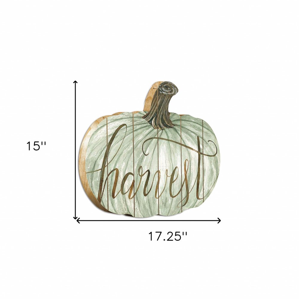 15" X 17" Brown And Green Wood Harvest Pumpkin Hanging Dimensional Sculpture — view 3