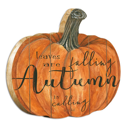 15" X 17" Orange And Black Wood Leaves Are Falling Autumn Is Calling Pumpkin Hanging Dimensional Sculpture HomeRoots