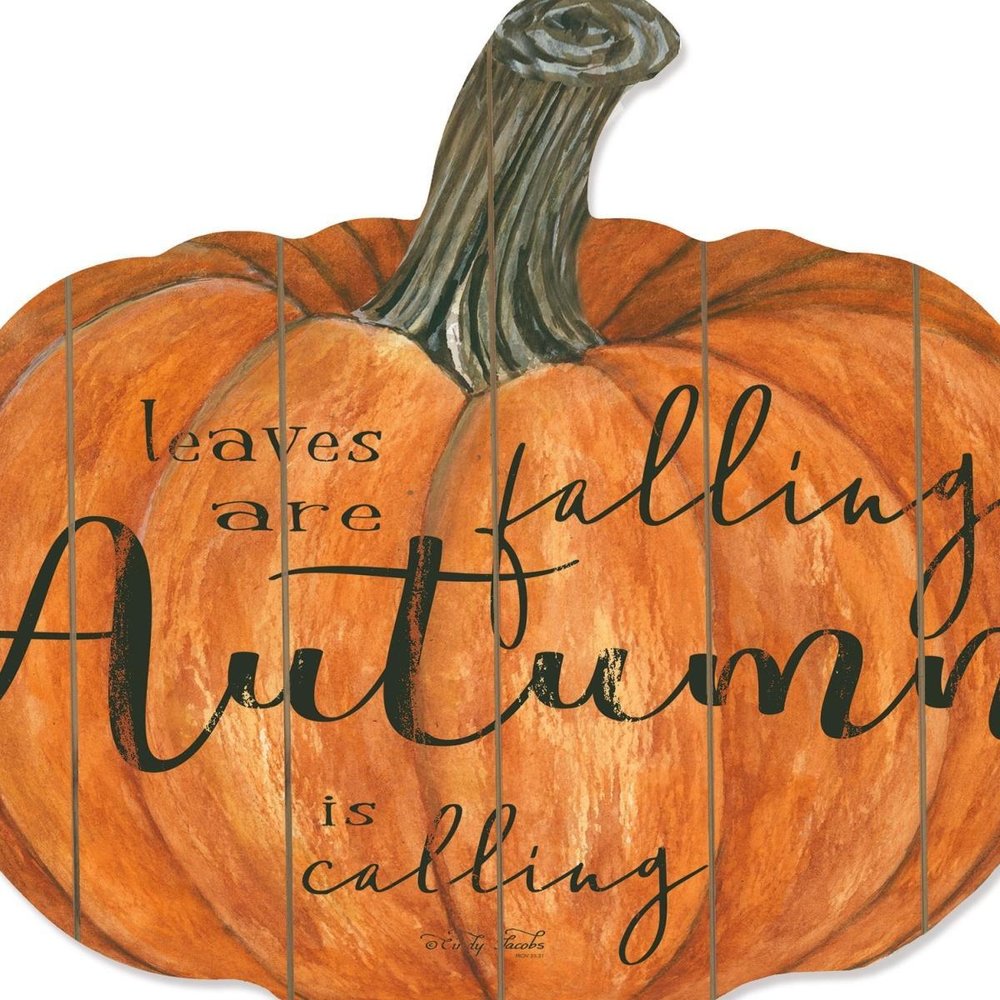15" X 17" Orange And Black Wood Leaves Are Falling Autumn Is Calling Pumpkin Hanging Dimensional Sculpture — view 6