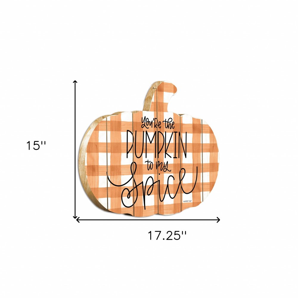 15" X 17" Black Orange And White Pumpkin Wood Plank Hanging Wall Decor