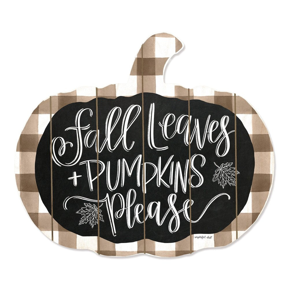 15" X 17" Brown And White Fall Leaves and Pumpkins Please Hanging Dimensional Sculpture — view 2