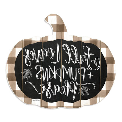 15" X 17" Brown And White Fall Leaves and Pumpkins Please Hanging Dimensional Sculpture