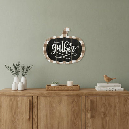 Gather Printed on a Pumpkin Unframed Print Wall Art HomeRoots