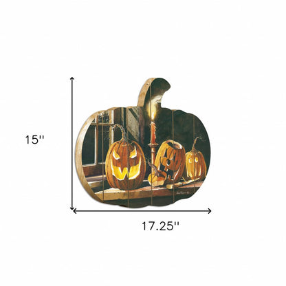 15" X 17" Black And Orange Halloween Wood Hanging Dimensional Sculpture HomeRoots