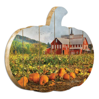 15" X 17" Green And Orange Pumpkin Wood Plank Hanging Wall Decor