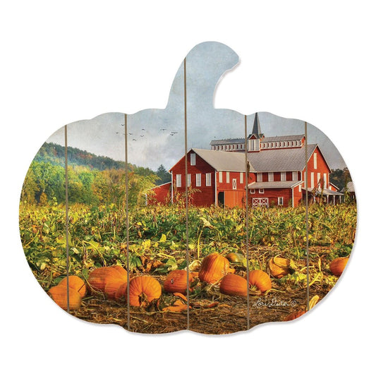 15" X 17" Green And Orange Pumpkin Wood Plank Hanging Wall Decor