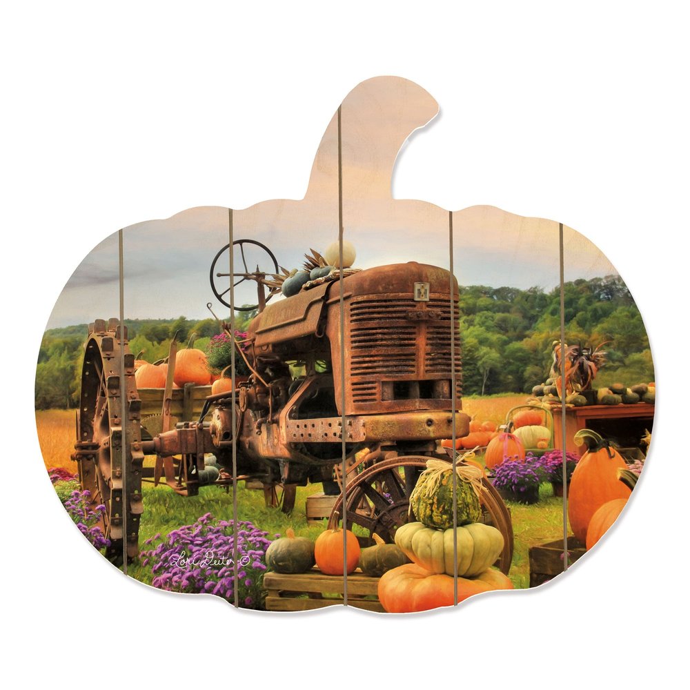 15" X 17" Green Orange And Purple Pumpkin, Vegetables Wood Hanging Dimensional Sculpture — view 2