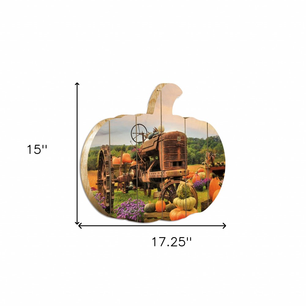 15" X 17" Green Orange And Purple Pumpkin, Vegetables Wood Hanging Dimensional Sculpture — view 3