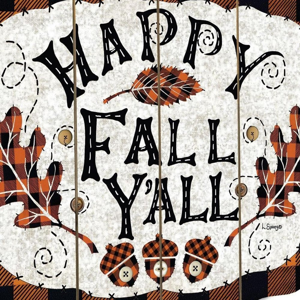15" X 17" Black And Orange Wood Happy Fall Yall Pumpkin Hanging Dimensional Sculpture HomeRoots