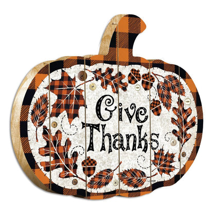 Give Thanks Unframed Wood Pumpkin Wall Decor HomeRoots