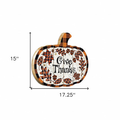 Give Thanks Unframed Wood Pumpkin Wall Decor HomeRoots