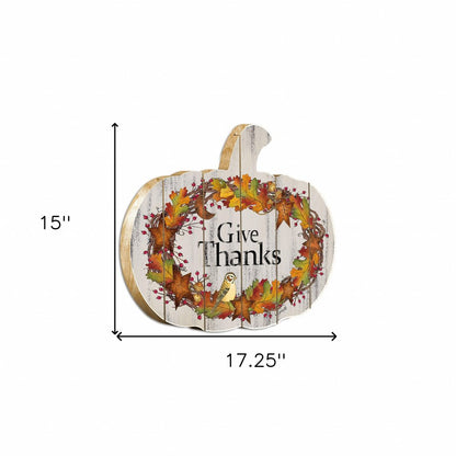 15" X 17" Black And White Pumpkin Wood Plank Hanging Wall Decor