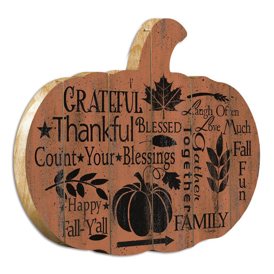 15" X 17" Orange And Black Wood Pumpkin Hanging Dimensional Sculpture