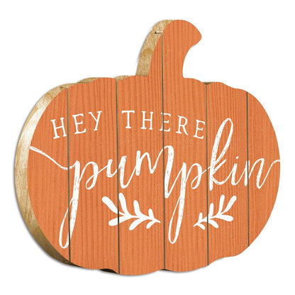Orange and White Hey There Pumpkin Shaped Wall Art HomeRoots