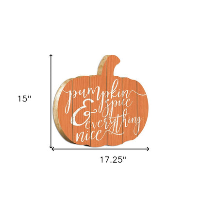 Orange and White Pumpkin Spice and Everything Nice Pumpkin Shaped Wall Art HomeRoots