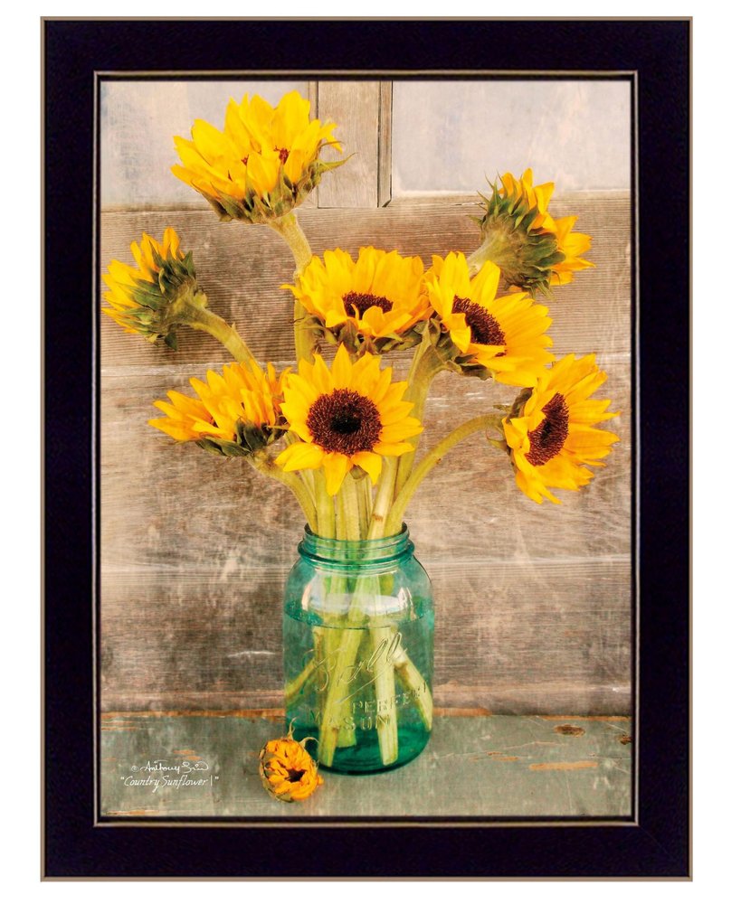 Country Sunflowers 1 Black Framed Print Wall Art — view 1