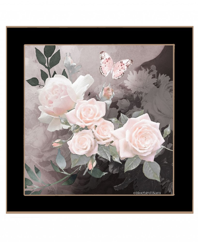 Noir Roses 1 Black Framed Print Wall Art — view 1