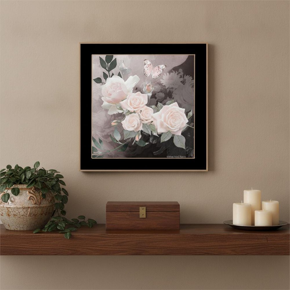 Noir Roses 1 Black Framed Print Wall Art — view 5