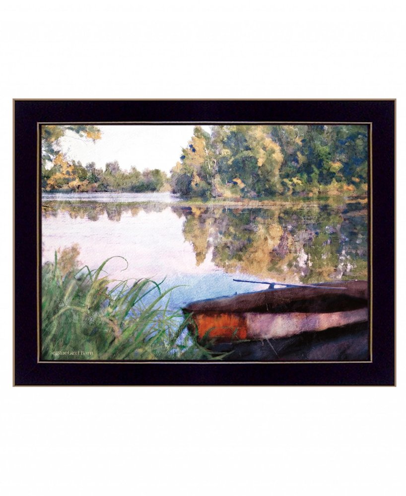 Rowboat Pond Landscape 2 White Framed Print Wall Art HomeRoots