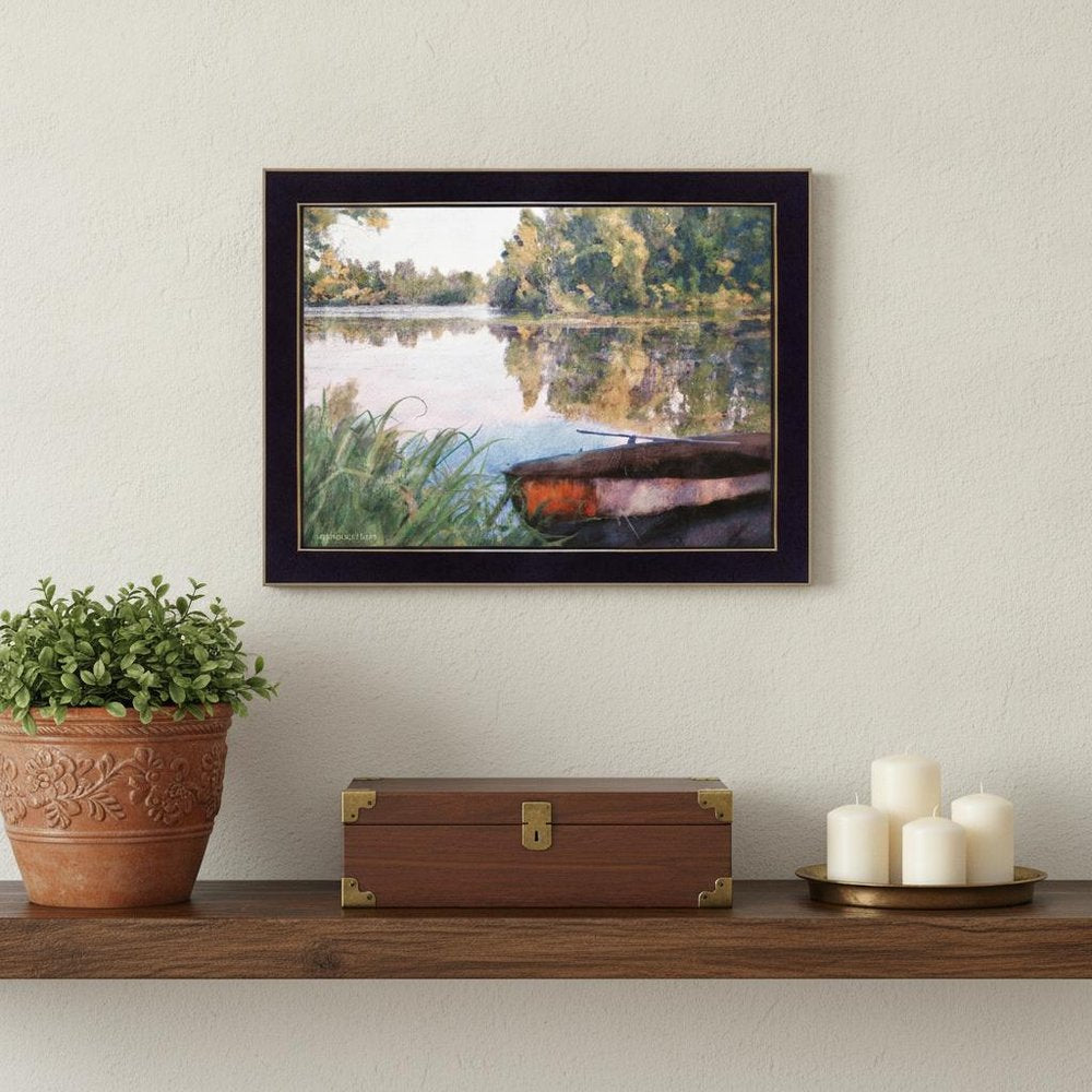 Rowboat Pond Landscape 2 White Framed Print Wall Art HomeRoots