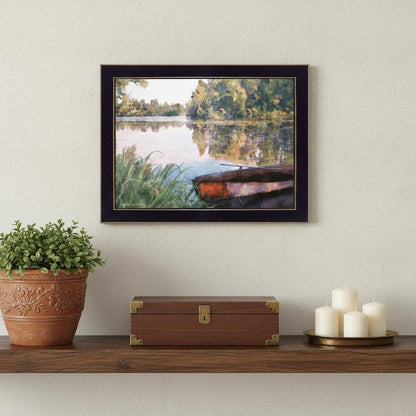 Rowboat Pond Landscape 2 White Framed Print Wall Art HomeRoots