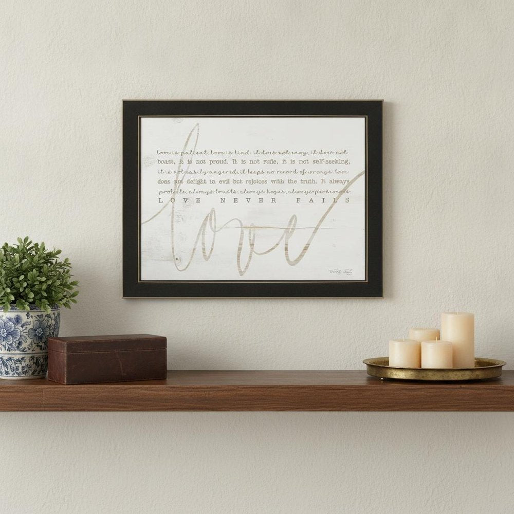 Love Never Fails 1 Black Framed Print Wall Art HomeRoots