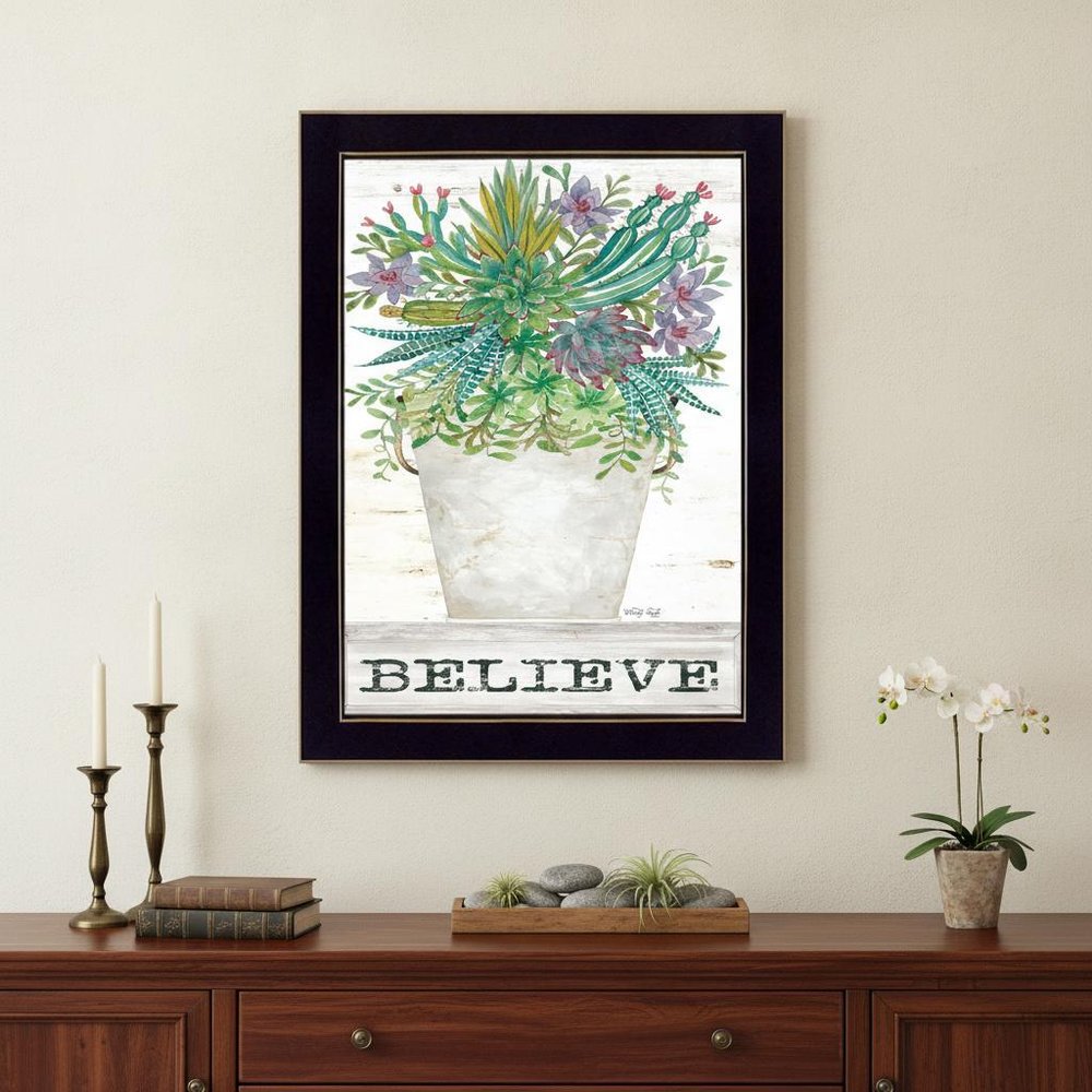 Believe Succulents 1 Black Framed Print Wall Art HomeRoots