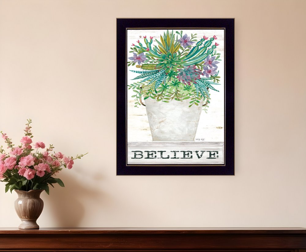 Believe Succulents 1 Black Framed Print Wall Art HomeRoots