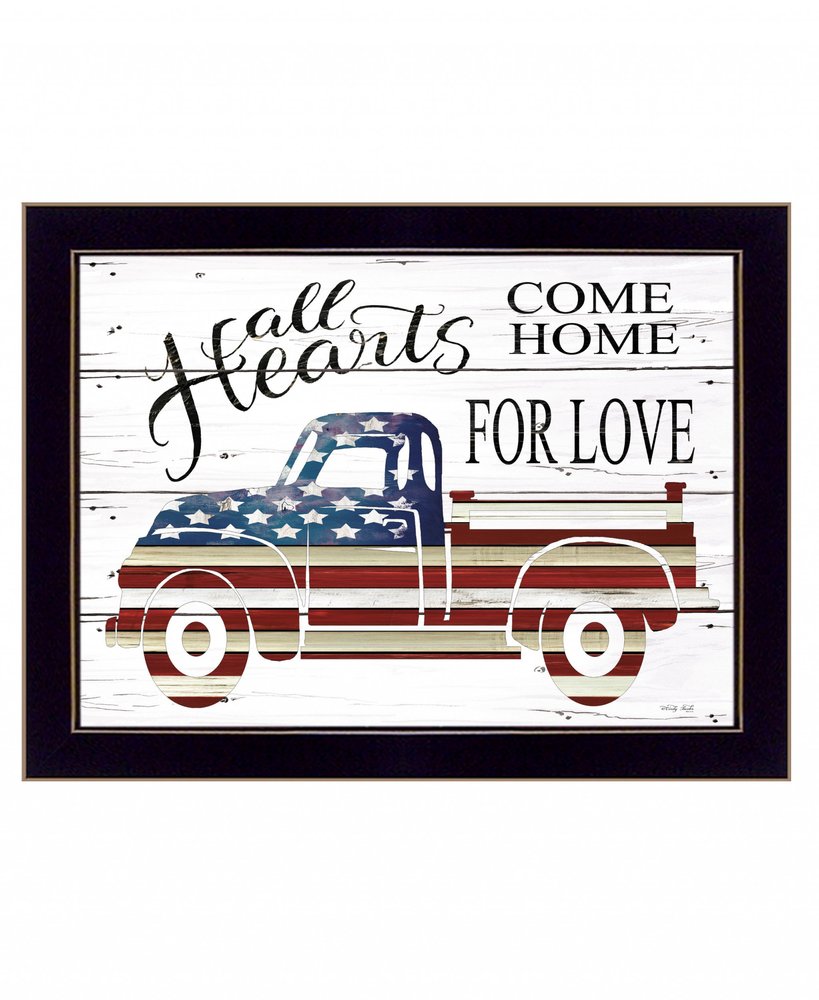 All Hearts Come Home for Love Truck Black Framed Print Wall Art HomeRoots