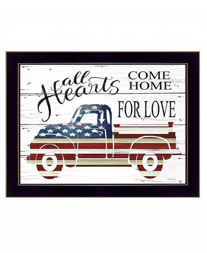 All Hearts Come Home for Love Truck Black Framed Print Wall Art HomeRoots