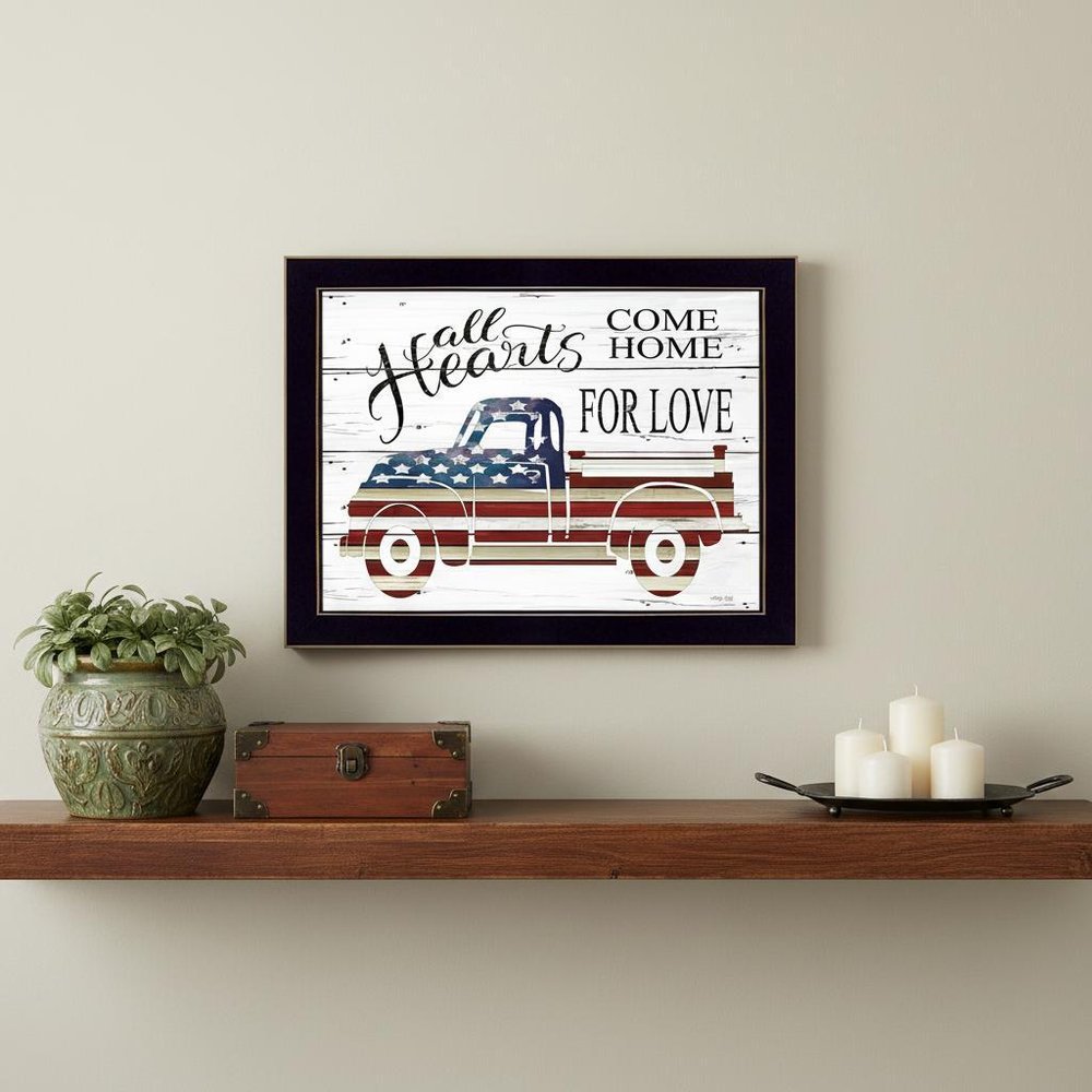All Hearts Come Home for Love Truck Black Framed Print Wall Art — view 1