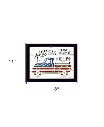 All Hearts Come Home for Love Truck Black Framed Print Wall Art HomeRoots