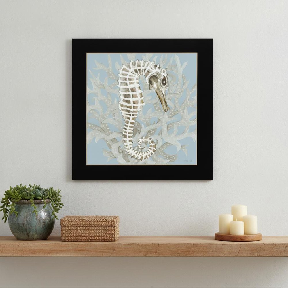 Coral Seahorse I 1 Black Framed Print Wall Art — view 1