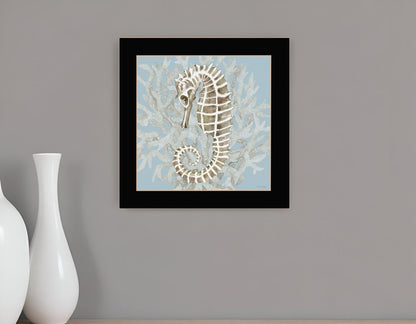 Seahorse and Coral Black Framed Print Wall Art HomeRoots