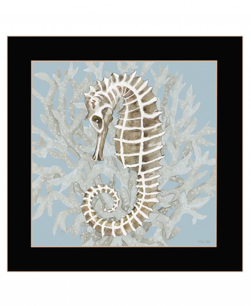 Seahorse and Coral Black Framed Print Wall Art HomeRoots