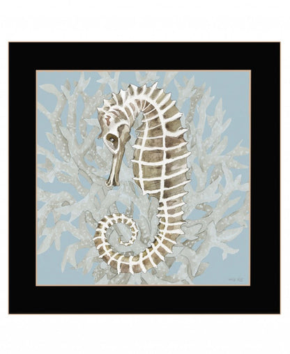 Seahorse and Coral Black Framed Print Wall Art HomeRoots