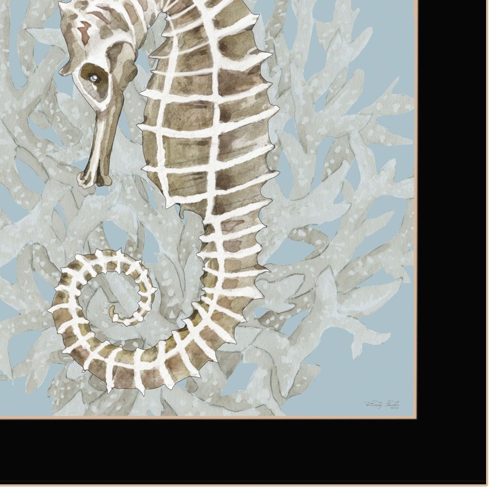 Seahorse and Coral Black Framed Print Wall Art HomeRoots