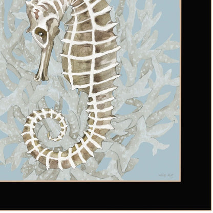 Seahorse and Coral Black Framed Print Wall Art HomeRoots