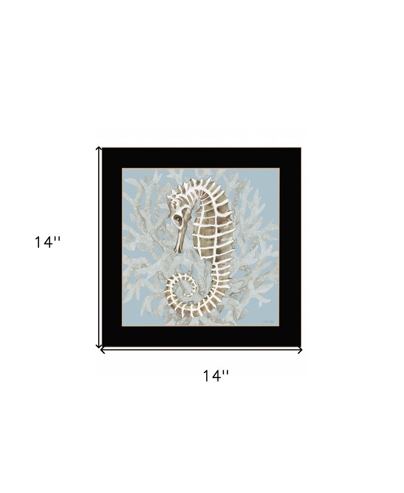 Seahorse and Coral Black Framed Print Wall Art HomeRoots