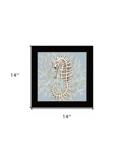Seahorse and Coral Black Framed Print Wall Art HomeRoots