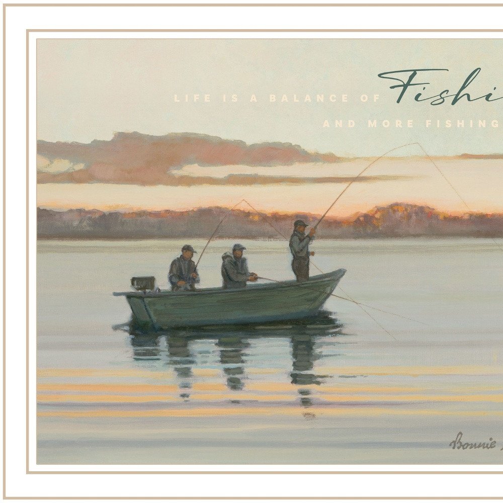 Fishing 2 White Framed Print Wall Art — view 2