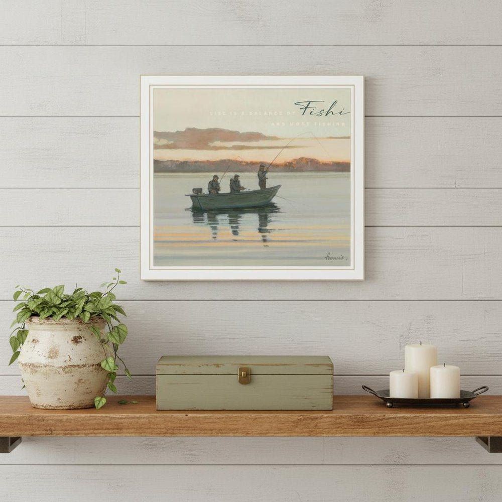Fishing 2 White Framed Print Wall Art — view 1