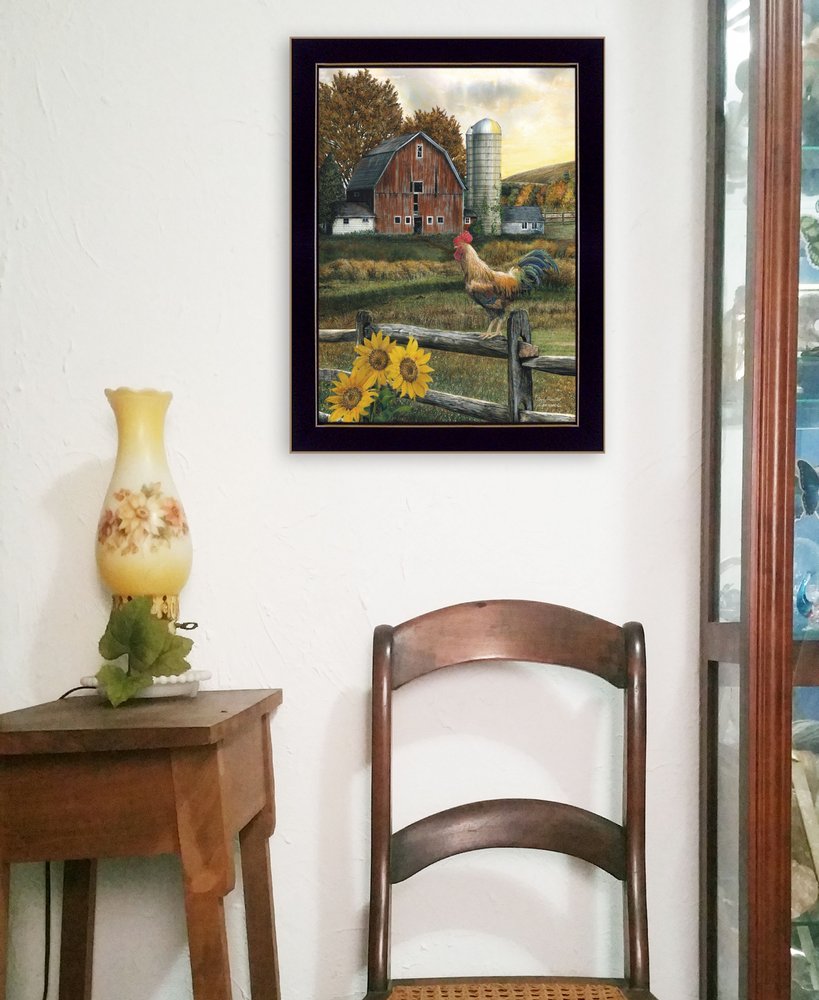 Early Rooster 1 Black Framed Print Wall Art HomeRoots