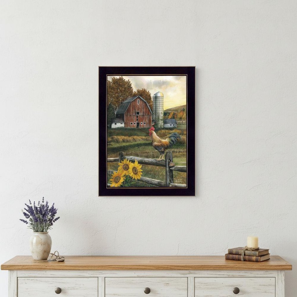 Early Rooster 1 Black Framed Print Wall Art HomeRoots