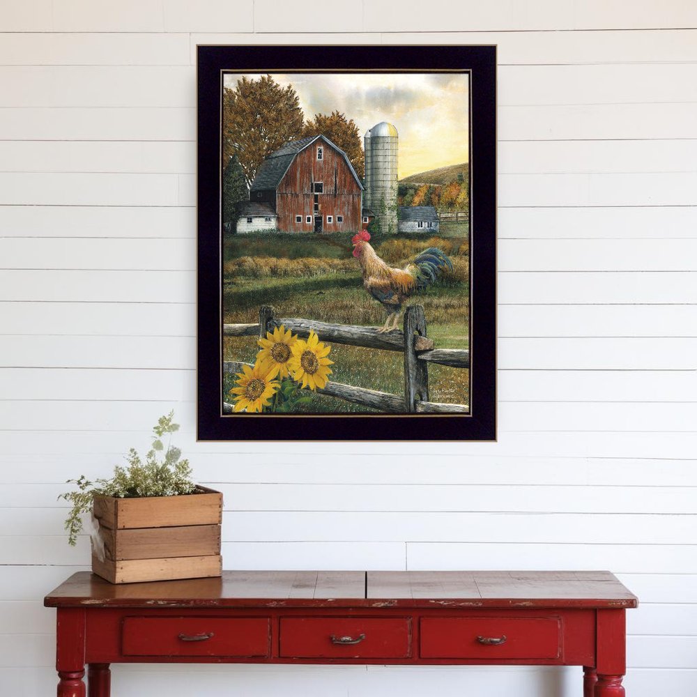 Early Rooster 1 Black Framed Print Wall Art HomeRoots