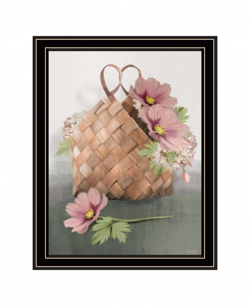 Farmhouse Daisy Basket 1 Black Framed Print Wall Art HomeRoots